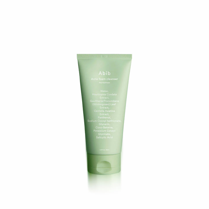 Abib Acne Foam Cleanser Heartleaf Foam for gentle cleansing, controlling acne, and soothing sensitive or irritated skin