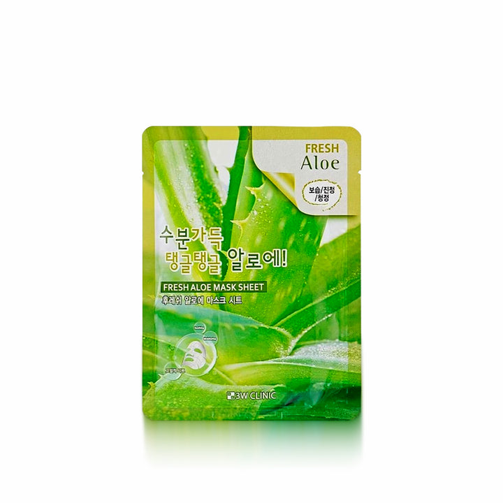 CLINIC 3W Fresh Aloe Mask Sheet for soothing, hydrating, and calming irritated or sensitive skin