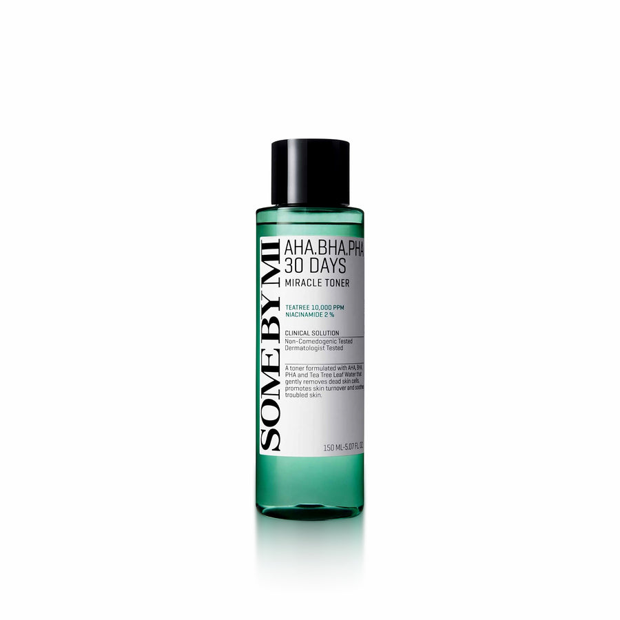 SOME BY MI AHA, BHA, PHA 30 Days Miracle Toner 150ml for exfoliating, soothing, and improving skin texture and clarity