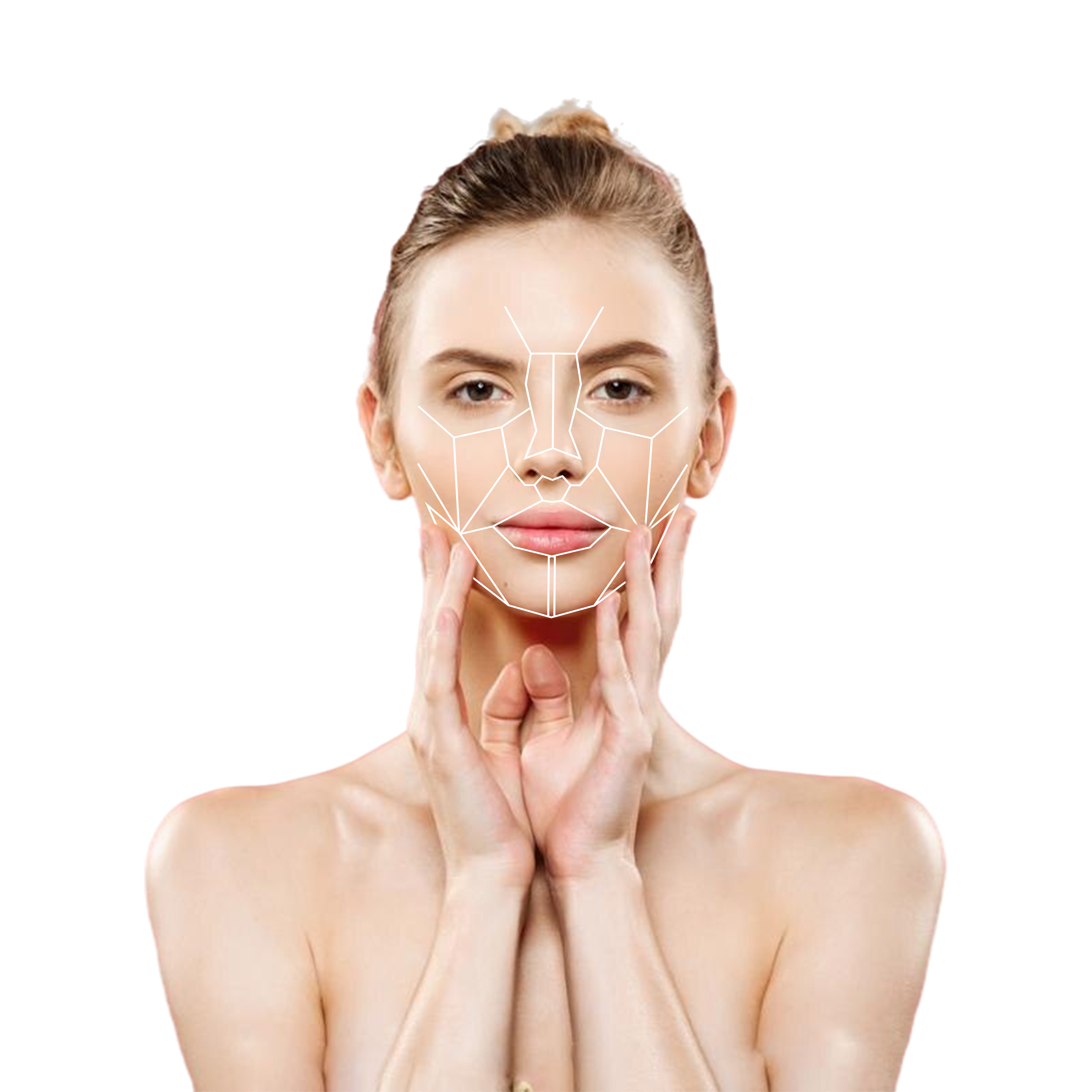 AI facial skin analysis mesh overlay