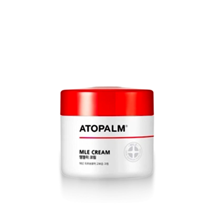 Jar of Atopalm MLE Cream with a red lid on a white background