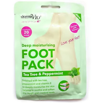 DERMA V10 Deep Moisturising Foot Pack Tea Tree & Peppermint