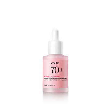 ANUA Peach 70% Niacinamide Serum 30ml for brightening, reducing dark spots, and improving skin tone and texture
