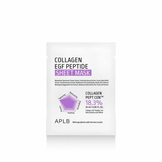 APLB Collagen EGF Peptide Sheet Mask 25ml for firming, hydrating, and improving skin elasticity