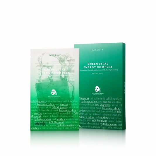AXIS-Y Mugwort Green Vital Energy Complex Sheet Mask 27ml for soothing, hydrating, and revitalizing tired or sensitive skin