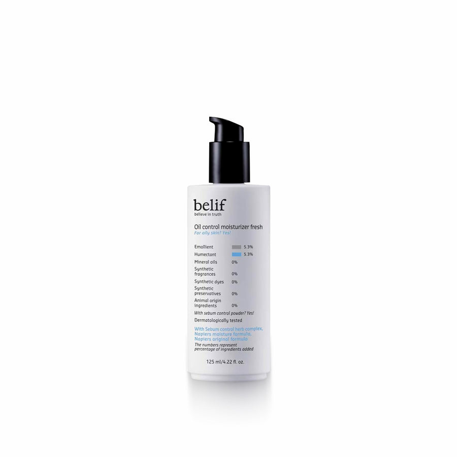 BELIF Oil Control Moisturizer Fresh 125ml for controlling excess oil, hydrating, and balancing the skin without clogging pores