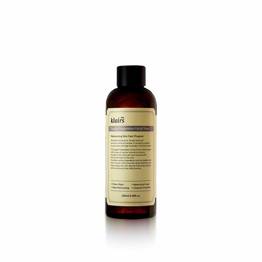 DEAR, KLAIRS Supple Preparation Facial Toner 180ml (EU) for hydrating, soothing, and balancing the skin’s moisture and pH levels