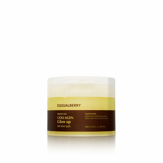 EQQUALBERRY Collagen Glow Up Gel Toner Pads 140ml 60pcs hydrating and firming toner pads for smooth and nourished skin