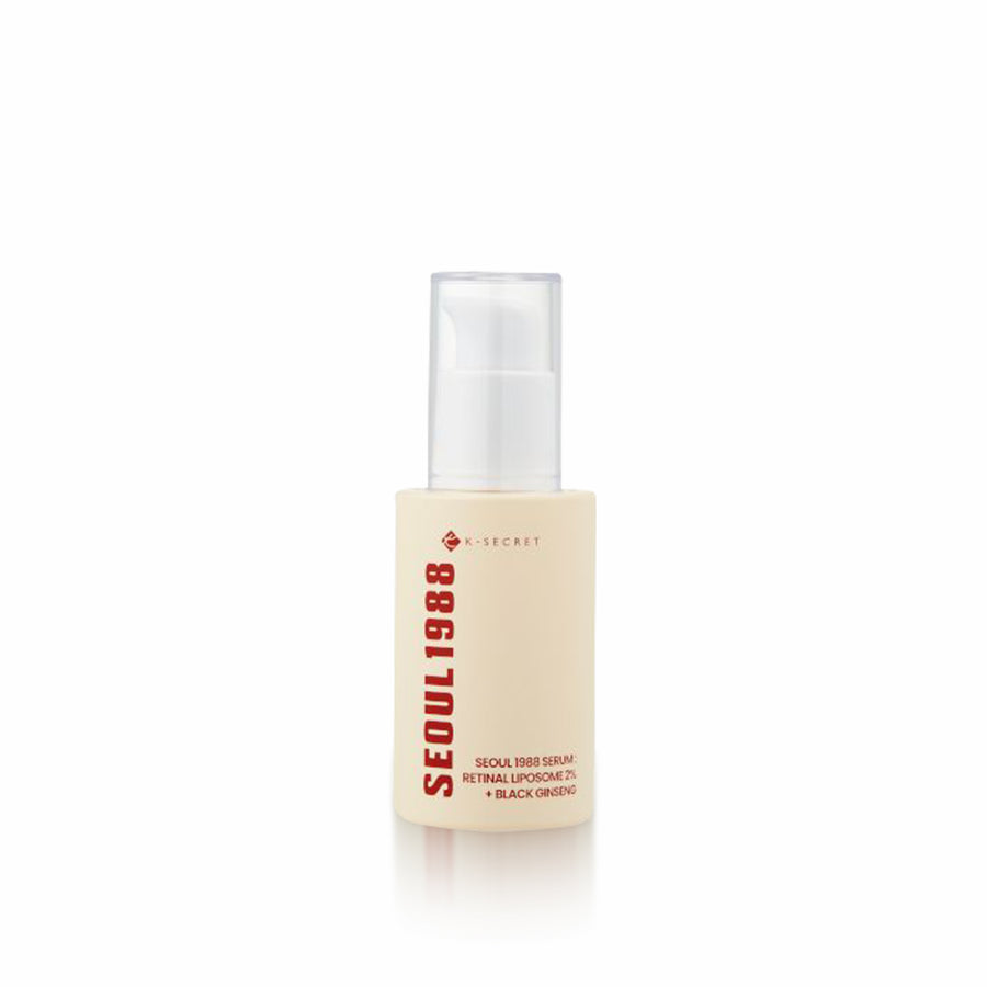 K-SECRET Seoul 1988 Serum: Retinal Liposome 2% + Black Ginseng 30ml for anti-aging, improving skin elasticity, reducing fine lines, and revitalizing dull skin