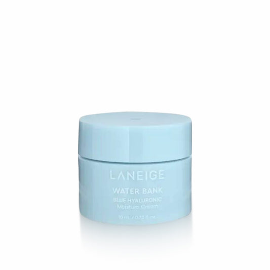 LANEIGE Water Bank Blue Hyaluronic Moisture Cream Mini 10ml for deep hydration, soothing dry skin, and maintaining moisture balance