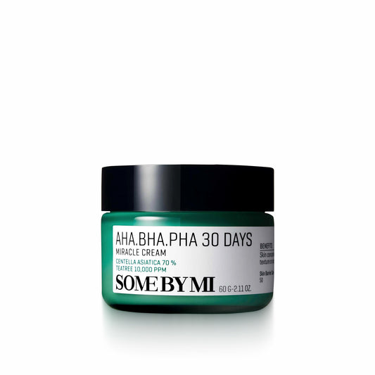 SOME BY MI AHA, BHA, PHA 30 Days Miracle Cream 60g for soothing, hydrating, and improving skin texture while controlling acne and blemishes