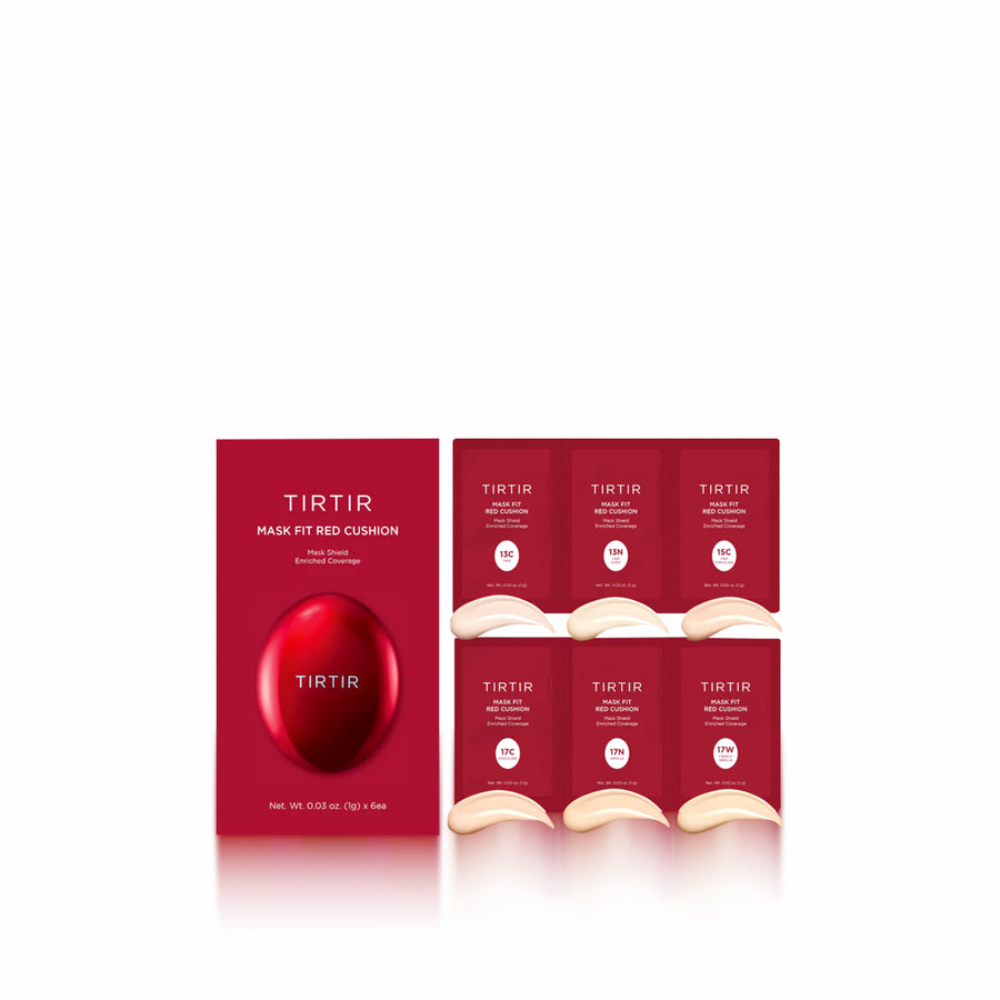TIRTIR Mask Fit Red Cushion 6 Shade Trial Kit - 5 Colors for smooth, even-toned, and long-lasting makeup coverage